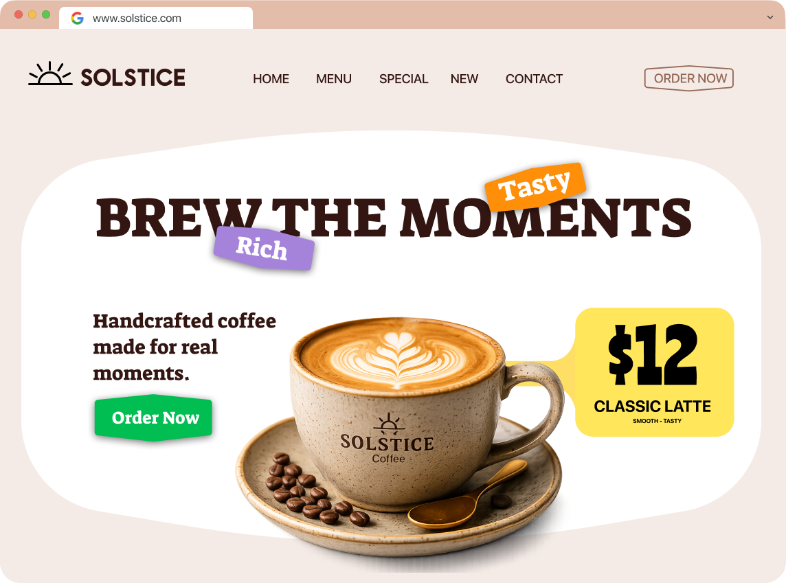 Solstice Coffee website